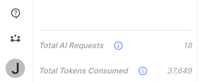 Total AI requests and total tokens consumed in an Archie project
