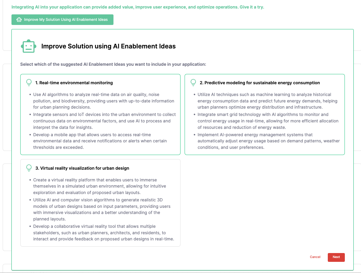 AI enablement suggestions