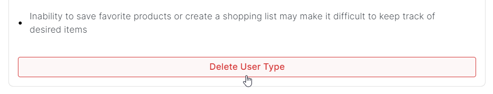 Button to delete new User Type