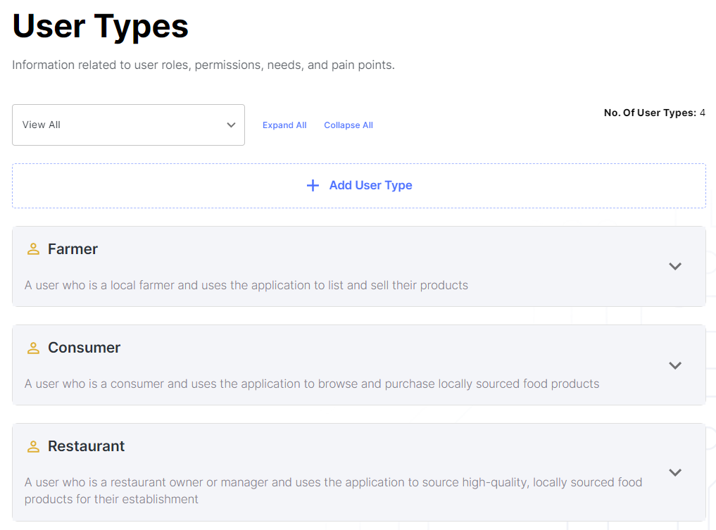 Requirements user types